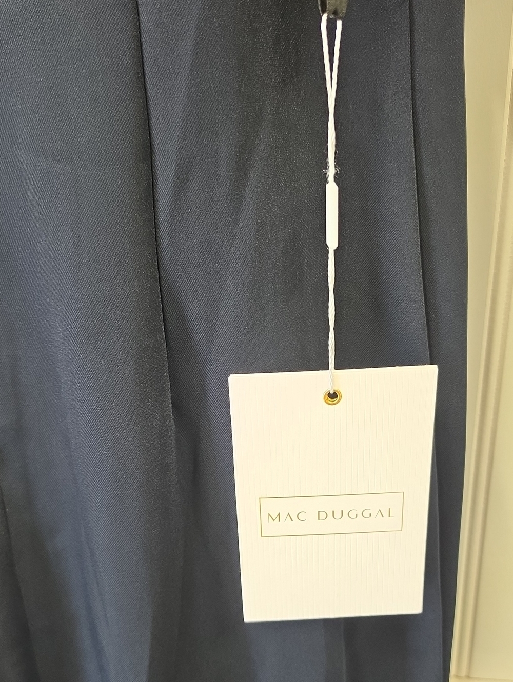 Mac Duggal NWT Navy Blue Short Flutter Sleeve Crepe Maxi Dress Size 4 #20962 - Picture 9 of 11